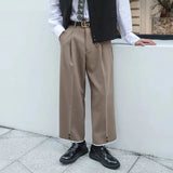 Advbridge Mens Casual Suit Pants 2024 New Arrival Genderless British Fashion Versatile Solid Color High Waisted Wide Leg Pants Unisex