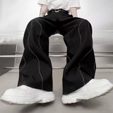 Advbridge Mens Casual Wide Leg Pants 2024 New Arrival Genderless Fashion Temperament Streetwear Line Loose Wide Leg Straight Pants Unisex