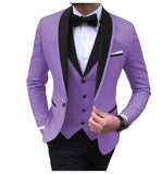 Advbridge Blue Slit Mens Suits 3 Piece Black Shawl Lapel Casual Tuxedos for Wedding Groomsmen Suits Men (blazer+vest+pants)
