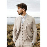 Advbridge New Design Linen Suit for Men 3 Pieces Formal Wedding Prom Set Slim Fit Jacket Groom Best Man Tuxedo Costume Homme Suit
