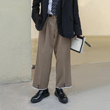Advbridge Mens Casual Suit Pants 2024 New Arrival Genderless British Fashion Versatile Solid Color High Waisted Wide Leg Pants Unisex