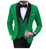 Advbridge Blue Slit Mens Suits 3 Piece Black Shawl Lapel Casual Tuxedos for Wedding Groomsmen Suits Men (blazer+vest+pants)