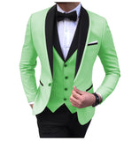 Advbridge Blue Slit Mens Suits 3 Piece Black Shawl Lapel Casual Tuxedos for Wedding Groomsmen Suits Men (blazer+vest+pants)
