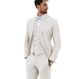 Advbridge New Design Linen Suit for Men 3 Pieces Formal Wedding Prom Set Slim Fit Jacket Groom Best Man Tuxedo Costume Homme Suit