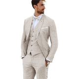 Advbridge New Design Linen Suit for Men 3 Pieces Formal Wedding Prom Set Slim Fit Jacket Groom Best Man Tuxedo Costume Homme Suit
