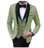 Advbridge Blue Slit Mens Suits 3 Piece Black Shawl Lapel Casual Tuxedos for Wedding Groomsmen Suits Men (blazer+vest+pants)