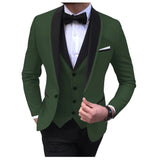 Advbridge Blue Slit Mens Suits 3 Piece Black Shawl Lapel Casual Tuxedos for Wedding Groomsmen Suits Men (blazer+vest+pants)