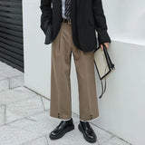 Advbridge Mens Casual Suit Pants 2024 New Arrival Genderless British Fashion Versatile Solid Color High Waisted Wide Leg Pants Unisex