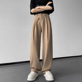 Advbridge Mens Casual Temperament Irregular Suit Pants Genderless Youth Trend Streetwear Thin Solid Color Versatile Straight Pants Unisex