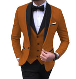 Advbridge Blue Slit Mens Suits 3 Piece Black Shawl Lapel Casual Tuxedos for Wedding Groomsmen Suits Men (blazer+vest+pants)