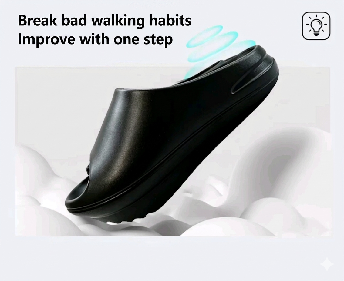[True Arch Support] Negative Heel Functional Slippers | Non-Slip & Cushioning · Posture Correcting All-Season Women's Shoes