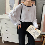 Advbridge  3 colors spring autumn korean preppy style loose lantern long sleeve t shirts womens tops tee shirt femme  (X1296)