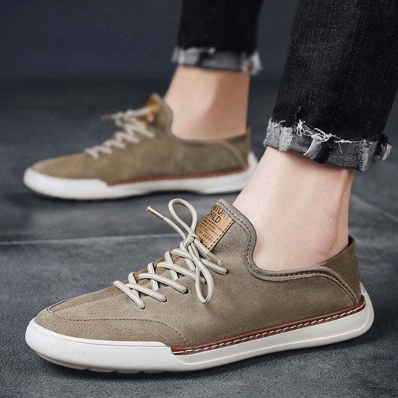 Advbridge Spring Summer New Handmade Genuine Leather  Men's Shoes Fashion Casual  Sneakers  Wild Flat  wear-resistant Men's Shoes