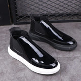Advbridge Korean designer men leisure patent leather boots black flats platform shoes oxfords chelsea boot breathable ankle botas hombre