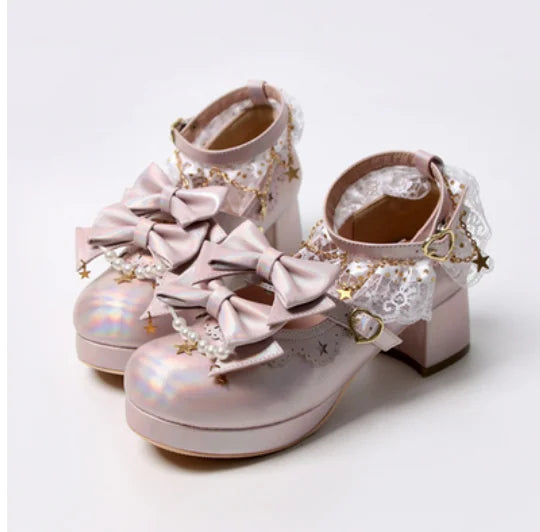 Advbridge Sweet lolita shoes vintage cute lace bowknot round head thick heel women shoes princess kawaii shoes loli girl cosplay