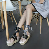 Advbridge Girl's Bowtie Rope Braided Platform Silk Ballet Flats Shoes Woman Double Buckle Graid Riband Bandage Round Toe Fishman Shoes