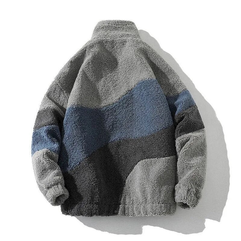 Advbridge Korean Lamb Velvet High Collar Niche Stitching Design Jacket Men Street Lazy Cardigan Fried Street Fashion Trend Jackets