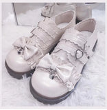 Advbridge Japanese student sweet lolita shoes vintage round head low heel women shoes cute lace ruffle bowknot kawaii shoes loli cosplay