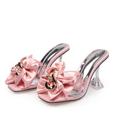 Advbridge Transparent Slippers For Women 2025 Summer Fashion Pink Butterfly-knot Designer Sandals Clear Heels Size 46 Female Shoes