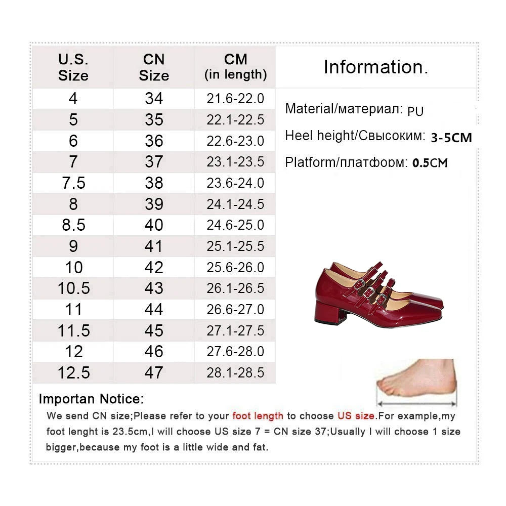 ADVBRIDGE New Mary Jane Shoes  Square Toe Pumps Women Sexy Buckle High Heels Shoes Woman Fashion Party Ladies Shoes Zapatos De Mujer