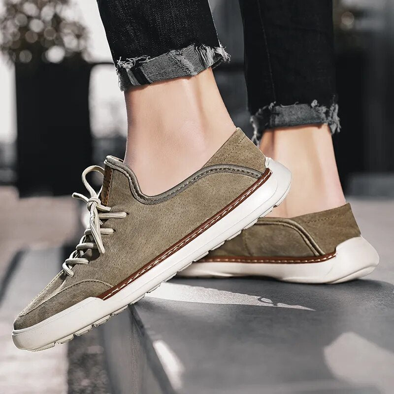 Advbridge Spring Summer New Handmade Genuine Leather  Men's Shoes Fashion Casual  Sneakers  Wild Flat  wear-resistant Men's Shoes