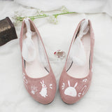 Advbridge Hand drawn bunny ancient style lolita low thick heel strap fairy fairy single shoes women  kawaii shoes cosplay loli women shoes