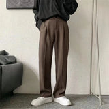 ADVBRIDGE  -  Black Suit Pants Men Fashion Society Mens Dress Pants Korean Loose Brown Straight Casual Pants Mens Office Formal Trousers S-3XL