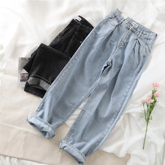 Advbridge -  Women's Jeans Baggy Mom Jeans High Waist Straight Pants Women Autumn Black Fashion Casual Loose Trousers