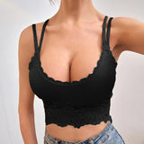 Advbridge Backless Lace Camisole Backless Crop Top  Ladies Summer Vintage Sexy Sweet Vest Solid Color Simple Top Women's Underwear