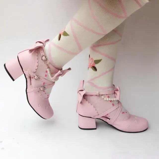 Advbridge Japanese sweet student lolita shoes cute lace bowknot kawaii shoes vintage round head comfortable women shoes loli cosplay