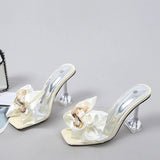 Advbridge Transparent Slippers For Women 2025 Summer Fashion Pink Butterfly-knot Designer Sandals Clear Heels Size 46 Female Shoes