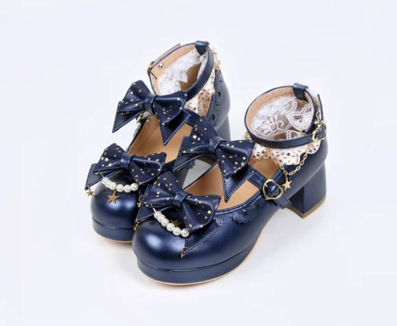 Advbridge Sweet lolita shoes vintage cute lace bowknot round head thick heel women shoes princess kawaii shoes loli girl cosplay