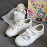 Advbridge Japanese Sweet Lolita Shoes Kawaii Girl Round Head White Shoes Women's Trendy Sneakers Style Canvas Fashion Shoes Cosplay Cos