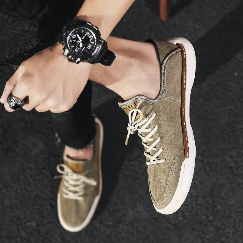 Advbridge Spring Summer New Handmade Genuine Leather  Men's Shoes Fashion Casual  Sneakers  Wild Flat  wear-resistant Men's Shoes