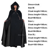 Advbridge Scary Halloween Costumes for Women Ghost Bride Costume Black Dress Cloak Set Gothic Medieval Dress Vampire Devil Horror Suit