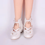 Advbridge vintage round head high-top women shoes cute lace bowknot cross strap kawaii shoes loli cosplay Japanese sweet lolita shoes