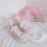 Advbridge Japanese pink meow girl cute high-top fantasy canvas shoes sweet lolita shoes tea party kawaii princess kawaii shoes vintage