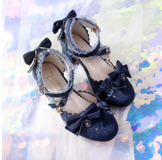 Advbridge vintage round head thick heel women shoes cute lace bowknot kawaii shoes loli cosplay Japanese tea party sweet lolita shoes