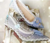 Advbridge princess daily japanese high heel vintage lace bowknot bandage kawaii shoes cosplay loli women shoes Lolita shoes sweet