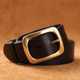 Advbridge Solid Brass Buckle Belt New Fashion Designer Belt High Quality Genuine Leather Belts For Men jeans Copper Pin Buckle Belt