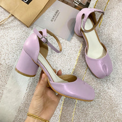 Advbridge Summer New Split Toe Shoes Women Buckle Strap Sandals Women Chunky Round High Heels Fashion sandalias de las mujeres