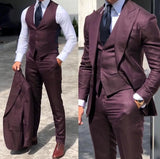 Advbridge Classy Wedding Tuxedos Suits Slim Fit Bridegroom For Men 3 Pieces Groomsmen Suit Male Cheap Formal Business  (Jacket+Vest+Pants）