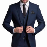 Advbridge Navy Blue Male Suits Slim fit Notched Lapel  Wedding Tuxedos 3 Piece Sets Tailor Made Business Mens Costume (Blazer+Pants+Vest)