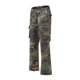 Advbridge Harajuku Men's Overalls Camouflage Casual Trumpet Trousers Loose Multi-pocket Streetwear Denim Hip Hop Flare Pants
