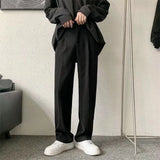 ADVBRIDGE  -  Black Suit Pants Men Fashion Society Mens Dress Pants Korean Loose Brown Straight Casual Pants Mens Office Formal Trousers S-3XL