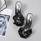 Advbridge Transparent Slippers For Women 2025 Summer Fashion Pink Butterfly-knot Designer Sandals Clear Heels Size 46 Female Shoes