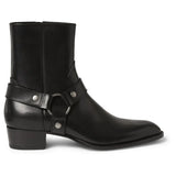 Advbridge Tan/Black Suede Leather Chains Harness Buckle Men Boots Stacked Heel Anke Boots Side Zip Men Fashion Boots Men Shoes