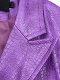 Advbridge Autumn Oversized Shiny Purple Crocodile Pattern Faux Leather Blazer Women Long Sleeve Double Breasted Y2K Jacket Fashion