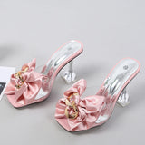 Advbridge Transparent Slippers For Women 2025 Summer Fashion Pink Butterfly-knot Designer Sandals Clear Heels Size 46 Female Shoes
