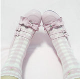 Advbridge japanese lace ruffle double row bowknot kawaii shoes round head thick heel cosplay women shoes loli Original sweet lolita shoes